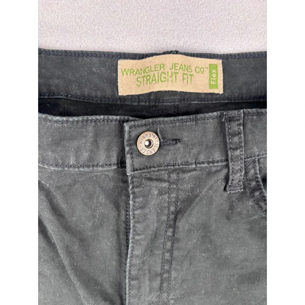 Wrangler Jeans Co Straight Fit Flex Black Pants Mens 35x27 Casual Trousers